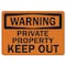 Signmission OSHA Warning Sign, 10" Height, 14" Width, Rigid Plastic, Private Property Keep Out, Landscape OS-WS-P-1014-L-19706 - alternate 1